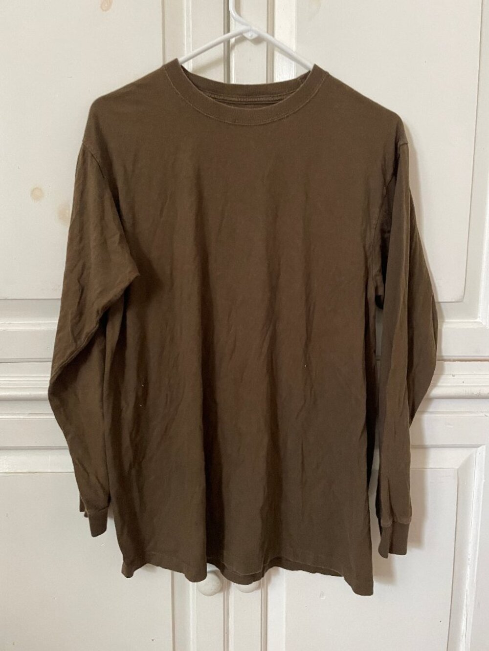 Stafford men's long sleeve crew neck classic fit green t-shirt 100% cotton Small